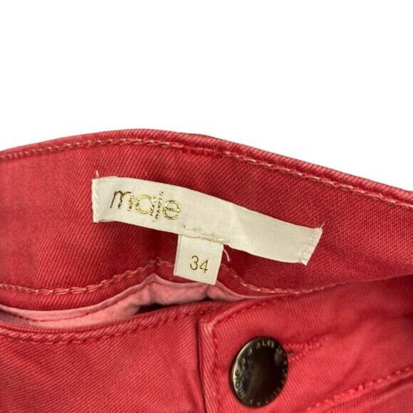 Maje Broder Tomette Skinny Jean Size XS In Washed Red Pink - Picture 5 of 8
